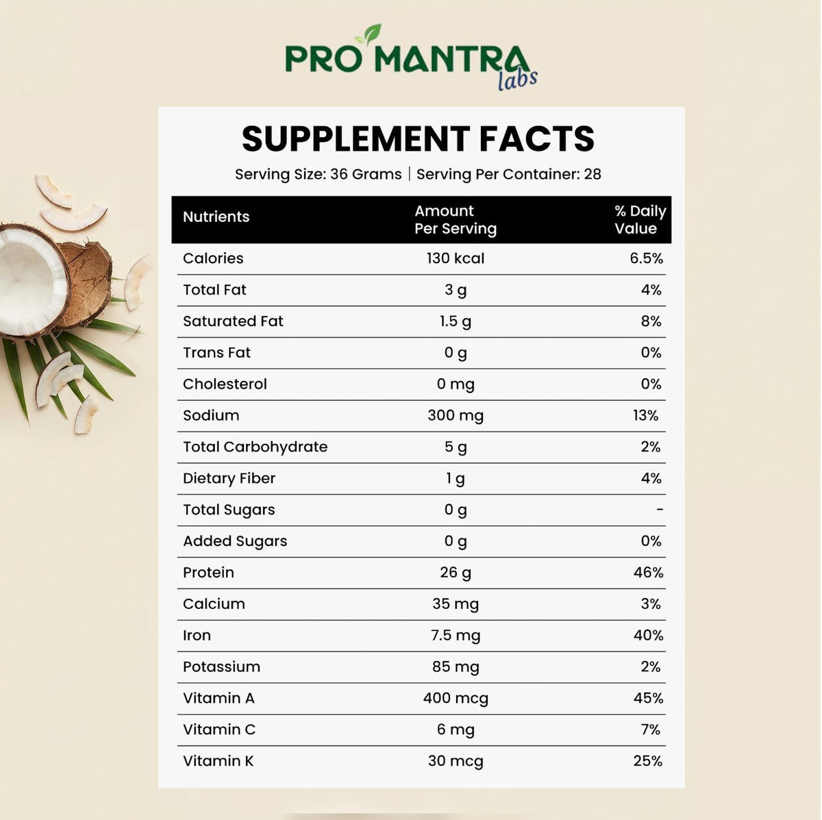 Coconut Flavour Plant Protein