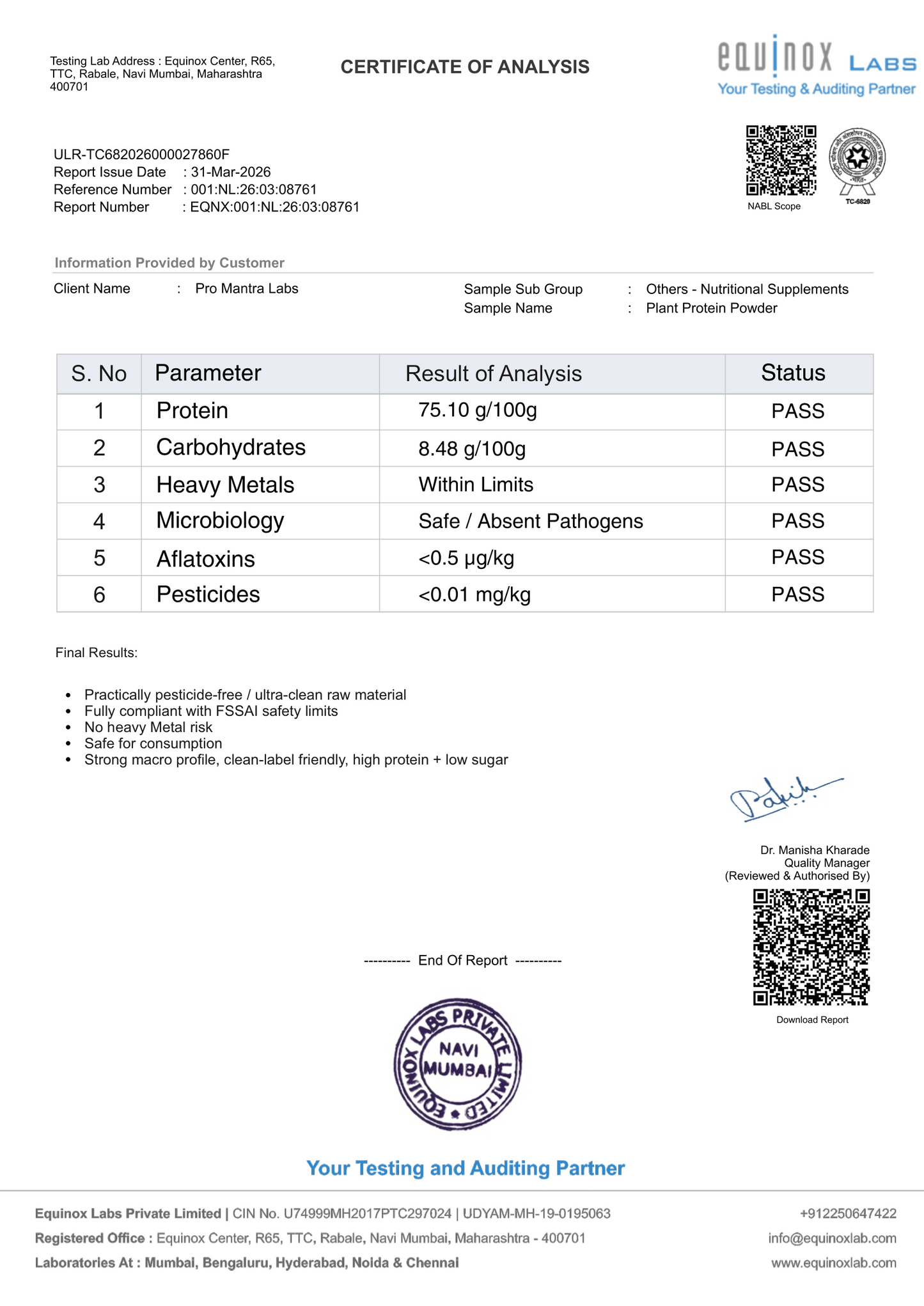 Mango Flavour Plant Protein